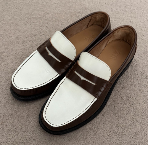 Zara contrast leather loafers - zara,