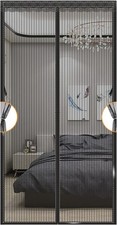 Magnetic Fibreglass Mesh Door Curtain, 70x200cm Insect Screen with Hook & Loop