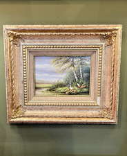 Contemporary Dutch Oil On Board Painting Of Ducks On A Riverbank, Jeeny Meyer