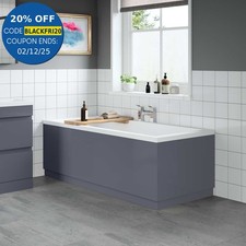 Modern Bathroom 1700 Front & 750 End Bath Panel Pack 18mm MDF Grey Gloss Plinth