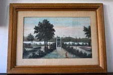Wonderful 19th C Signed China Japanese School Framed Fishing River Lanscape Pond