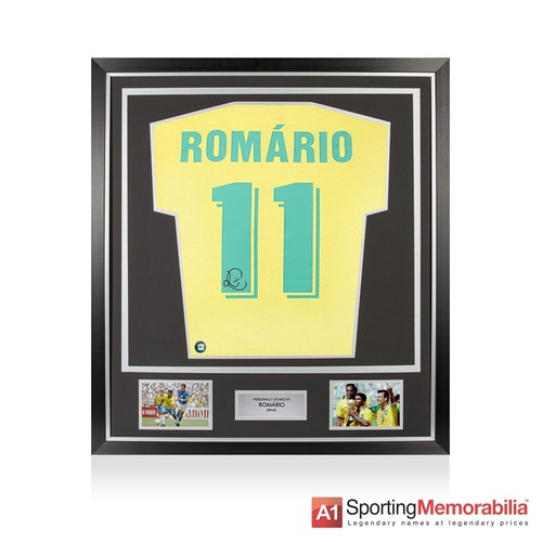 Framed romario signed brazil - framed,