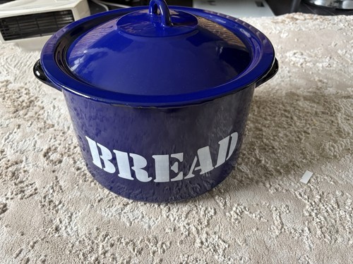 Vintage enamel bread bin - vintage,