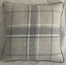 A 16 Inch cushion cover in Laura Ashley Highland Check wool Steel Fabric