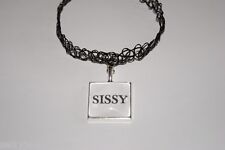  'SISSY' Word Black PVC Choker Necklace Jewellery Beta Boi Male Sub BI Cuckold