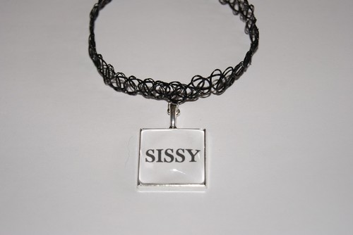 Sissy word black pvc choker - word,