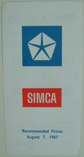 Simca Original UK Price List