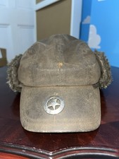 Barbour Wax Waterproof Vintage Brown Hunting Shooting Fleece Fur Hat Cap M