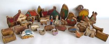 Vintage  naive farmyard animals and houses