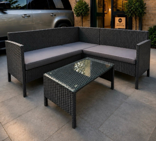 Grey rattan corner sofa - grey,