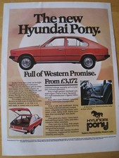NEW HYUNDAI PONY FULL OF WESTERN PROMISE HYUNDAI PONY 1982 ADVERT A4 FILE 50