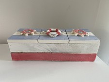 Triple Lidded Wood Nautical