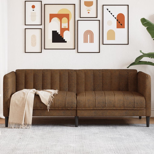 Sofa seater brown faux - sofa,