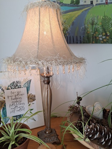 Vintage table lamp beaded eye - table,