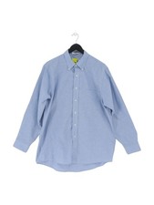 Van Heusen Men's Shirt Chest: 35 in Blue Cotton with Polyester Basic