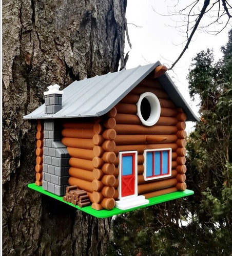 Log cabin bird house - log,