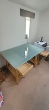 Habitat Vintage Trestle Style Glass Topped Desk