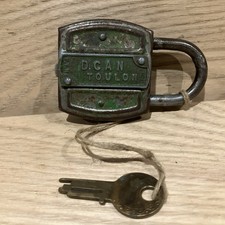Vintage French Padlock . Push Operated
