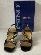 Black Patent & Leopard Sandals. Italian Ladies Size 6 UK