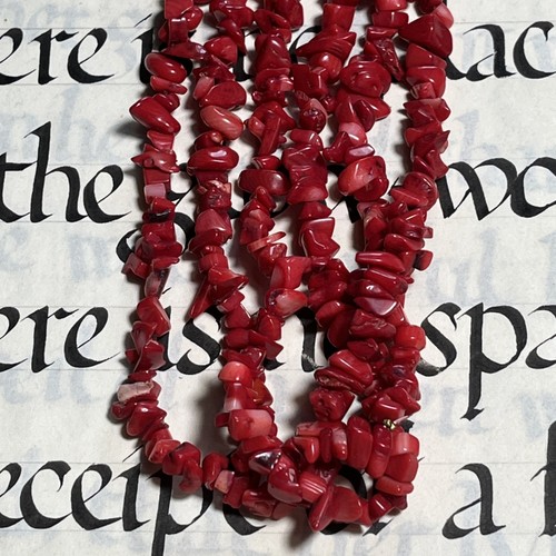 Multi strand faux coral - faux, beaded