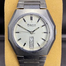Rare Bulova Gerald Genta Oak Style Automatic Silver Dial Vintage Swiss Watch 70s