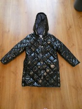 ZARA GIRLS BLACK QUILTED  POLYURETHANE LINED COAT SIZE 9 134 CM USED