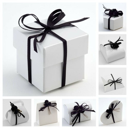 Glossy white wedding favour - glossy,