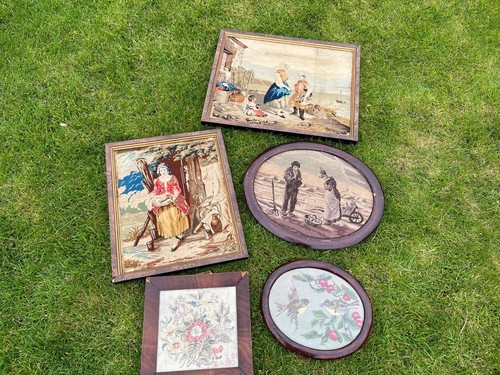 Vintage framed woolwork - vintage,