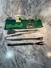 Grolsch larger summer ware BBQ Set glasses, utensils, apron,bottle opener