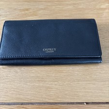 Osprey London Black Leather Purse 8 Inches x 4 Inches Good Condition