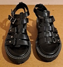 Off the Hook Women's Black Leather Sandals Size 5 UK