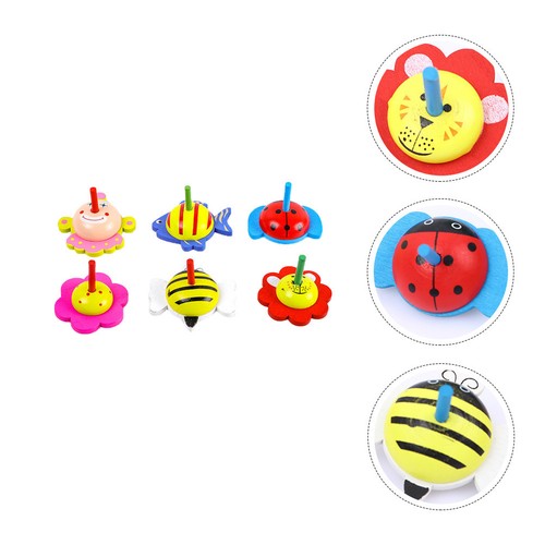 6pcs wooden spinning tops - spinning, toys