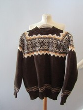 Men's Vintage Italian Acrylic Ski Jumper Knitted Brown  UK Size 38 Chest