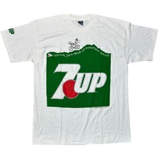 Vintage T-Shirt Single Stitch 7UP Graphic Print Y2K Retro White Mens XL