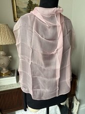 Jacqmar Vintage 80s Silk Scarf Pink Chiffon 26” Square opaque. Hand rolled