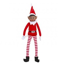 Christmas Long Leg Brown Skin Colour Elf With Vinyl Face 30cm