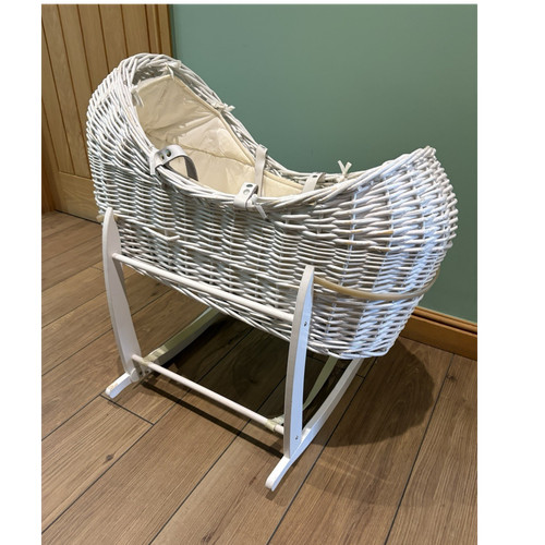White wicker oval - white, basket