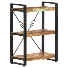 Bookcase Bookshelf Wooden Storage Rack Shelf Solid Wood Mango and Iron vidaXL