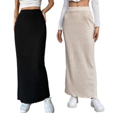 Women Ribbed Knit Bodycon Maxi