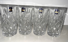 Set Of 4 x Gleneagles Lead Crystal Highball Glasses 'ARGYLE' Pattern 5.5" UNUSED