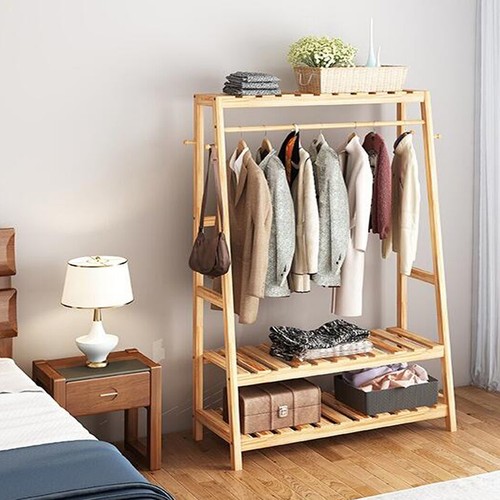 Wood clothes rail rack - clothes, garment
