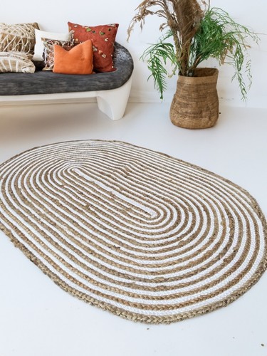 Rug oval rugs jute - rug, natural