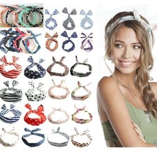 Wired Headband Lot, Retro Scarf, Rockabilly Paisley Polka Dot Hair Accessories