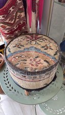 Ottoman Stool With Vintage Tribal Kilim Rug Design - 35cm x 35cm