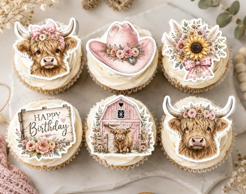 Highland cow cupcake toppers - highland,