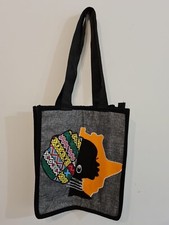 Small Grey Handmade Women's Jute Tote bag for Shopping, School or Work Foldable 