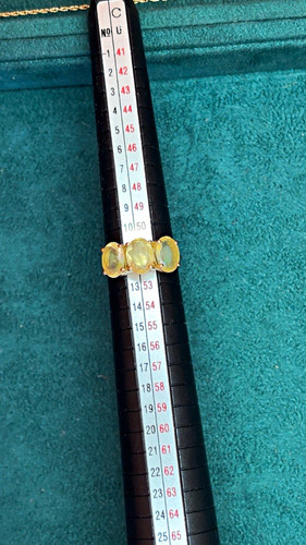 Yellow gold oval three stone - yellow, three-stone