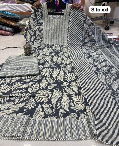 Women blue printed - blue, salwar