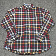 Fynch Hatton Shirt Mens Large Red Blue Check Cashmere Feeling Cotton Casual Soft