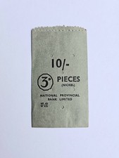 Vintage National Provincial Bank Coin Bag Envelope 3d Nickel Pieces 10 Shillings